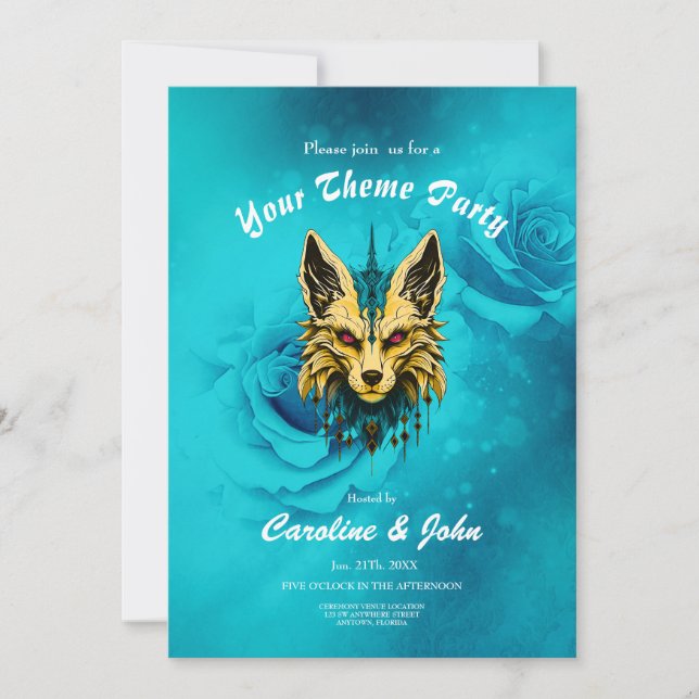 Convite A cabeça mística da raposa, nobre e misteriosa (Frente)