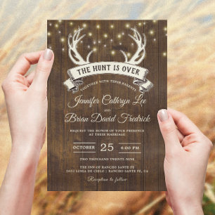 Convite "A Caça Acabou" Cordas Rústicas Antler Casamento L