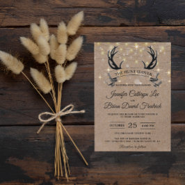 Convite "A Caça Acabou" Cordas Rústicas Antler Casamento L