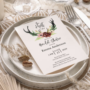 Convite A caça floral de Borgonha Boho está sobre o chá