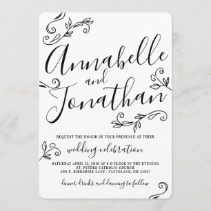 Convite A caligrafia escrita mão deixa o casamento