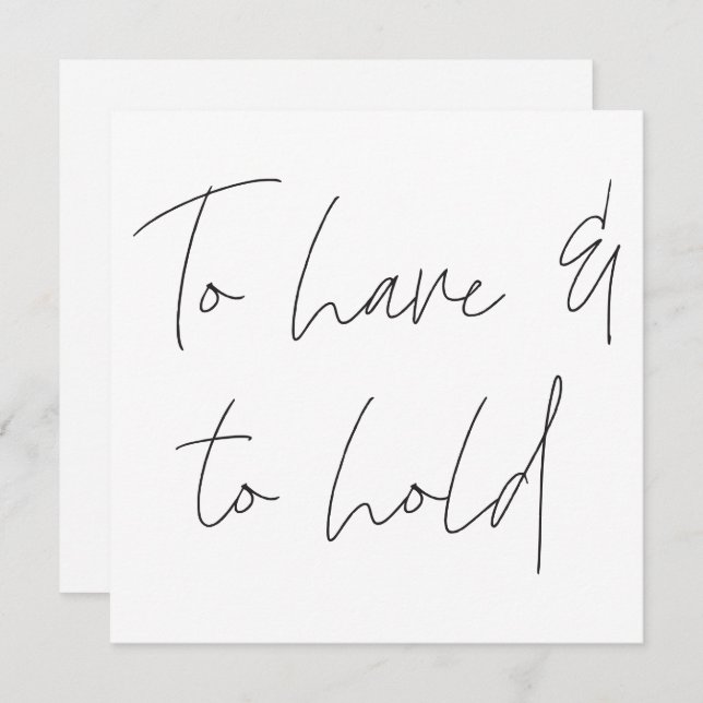 Convite A caligrafia moderna promete ter e manter casament (Frente/Verso)