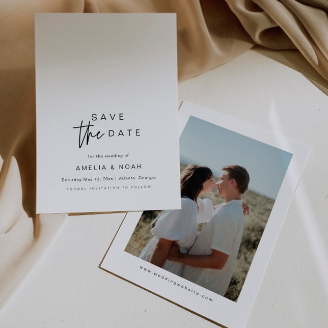 Convite A Caligrafia Moderna Simples Elegante Salva A Data (Criador carregado)