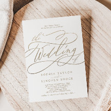 A Caligrafia Romântica Dourada Provoca O Casamento