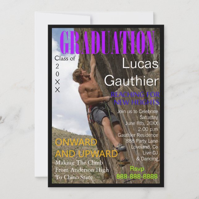 Convite A capa de revista nova da graduação das alturas (Frente)