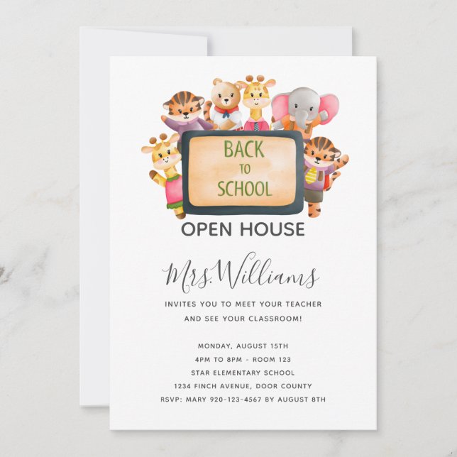 Convite à Casa Aberta de Animais de Volta à Escola (Frente)