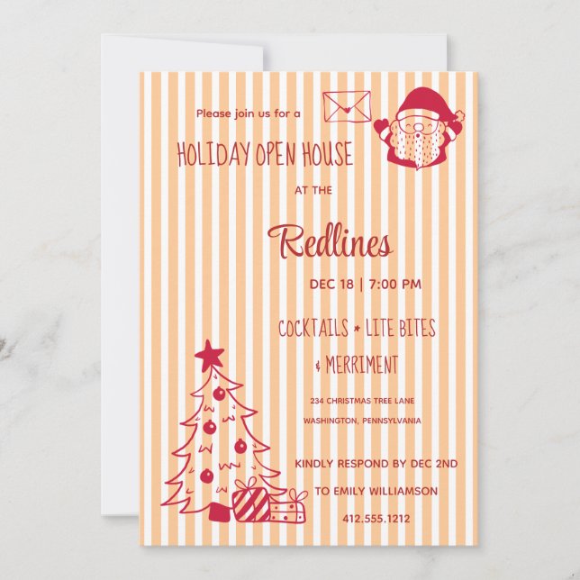 Convite à Casa Aberta de Feriado de Xadrez Laranja (Frente)