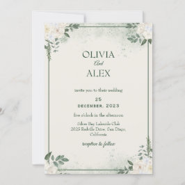 Convite à Casamento Minimalista Sage Green