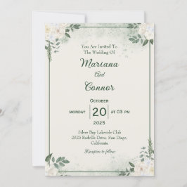 Convite à Casamento Minimalista Verde Moderno