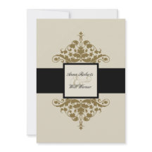 Convite a Casamentos tema damasco Dourados e a Pre