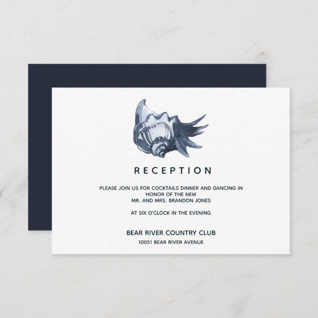 Convite A casca azul | Gabinete de Recepção de casamento (Frente/Verso)