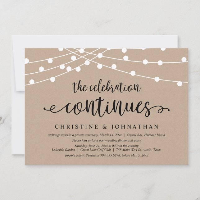Convite A Celebração Continua, Festa de Casamento Intimo (Frente)