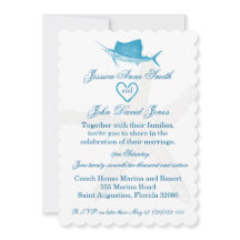 Convite à Celebração de Casamento de Peixes Marinh