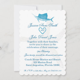 Convite à Celebração de Casamento de Peixes Marinh