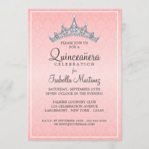 Convite à Celebração de Glam Tiara Quinceanera