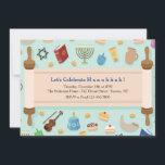 Convite à celebração de Hanukkah<br><div class="desc">Um convite festivo para Chanucá com um histórico de elementos Chanucá e uma Torah aberta para guardar seus detalhes de celebração. (Vetor de luz criado por freepik - www.freepik.com). O cartão é fácil de personalizar com suas opções de texto, fonte, cor da fonte e forma de papel. Não exatamente o...</div>