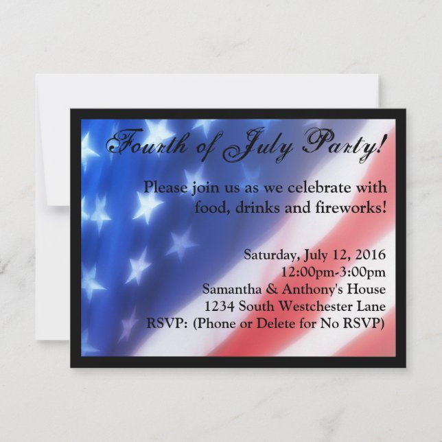 Convite à celebração do dia 4 de julho (Frente)