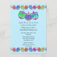 Convite à celebração do Dreidel Hanukkah Azul