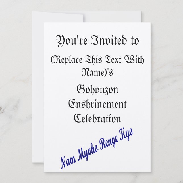 Convite à celebração do Entusiasmo Gohonzon SGI (Frente)