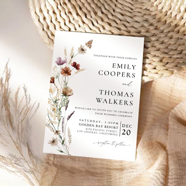 Convite à cerimônia de casamento de Tiny Wildflowe (Criador carregado)