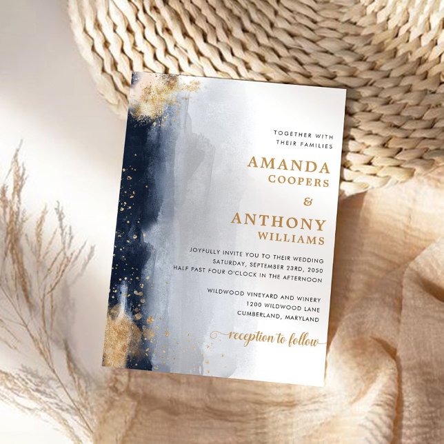 Convite à cerimônia de marinho e de casamento Dour (Criador carregado)