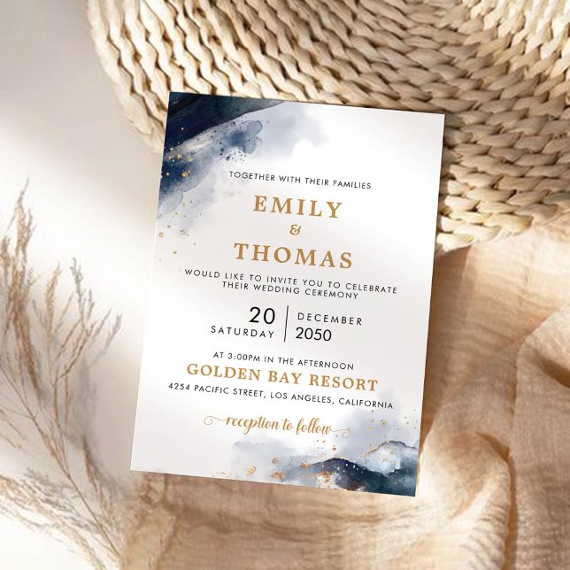 Convite à cerimônia de marinho e de casamento Dour (Criador carregado)