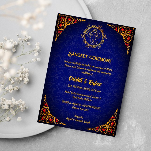 Convite à cerimônia de Sangeet de Pré-Casamento In (Criador carregado)