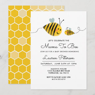 Convite à Chá de fraldas de Mamãe   Bumble Bee