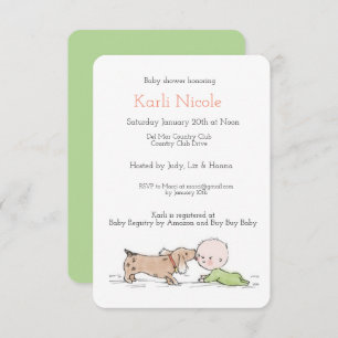 Convite à Chá de fraldas de Puppy Themed