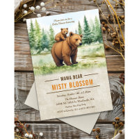 Convite à Chá de fraldas Mama Bear Forest
