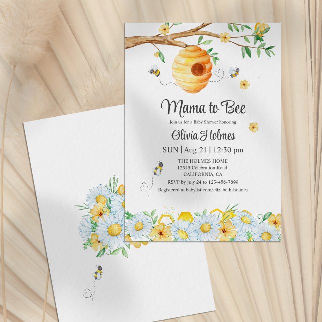 Convite à Chá de fraldas "Mamãe to Bee" ("Mama to Bee" Baby Shower Invitation)