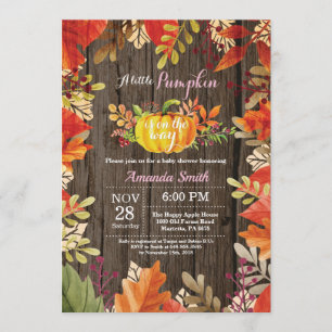 Convite à Chá de fraldas Rustic Pumpkin Fall Girl