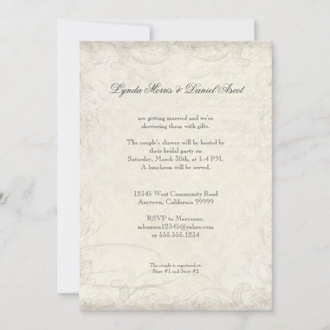 Convite A chave do meu coração, Doves Swirl Casamentos Con (Frente)