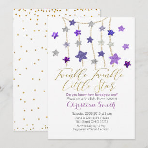 Convite A cintilação ROXA do LILAC Stars o chá de frald