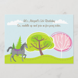 Convite A Cinza de Pônea de Cavalo Personalizada Rota Aniv