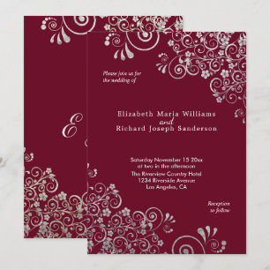 Convite A cinza de prata elegante de Borgonha roda