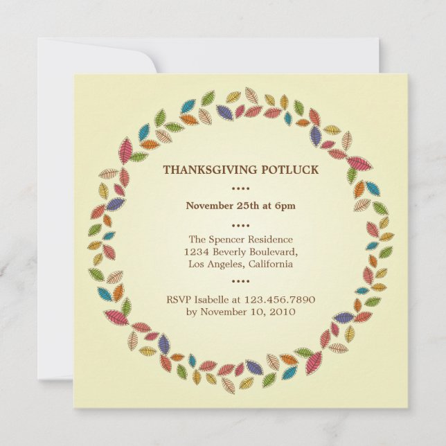 Convite A colheita de ação de graças deixa o partido Potlu (Frente)