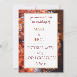 Convite A colorful wedding invitation intimate & warm.