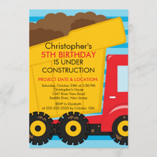 Convite A construção transporta a festa de aniversário