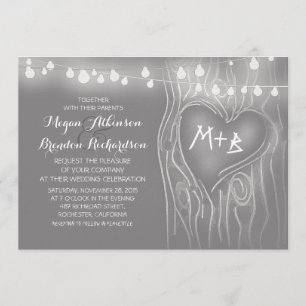 Convite A corda elegante cinzenta ilumina o casamento