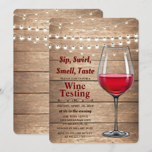 Convite A corda rústica da degustação de vinhos ilumina