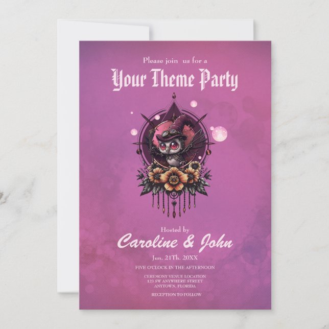 Convite A Coruja Steampunk: Guardiã dos Segredos. (Frente)