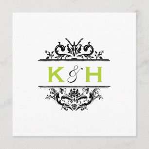 Convite A crista quadrada preta & verde convida