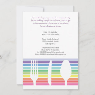 Convite A cutelaria do arco-íris do jantar de ensaio do