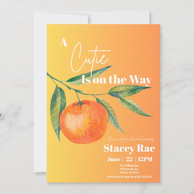 Convite A Cutie Is On The Way Baby Shower Invitation  (Frente)