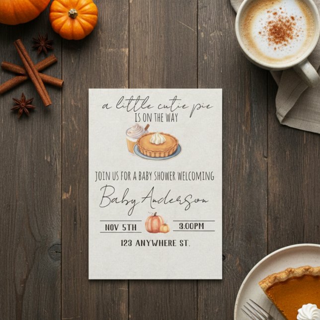 Convite A cutie pie is on the way. Baby shower invitation (Criador carregado)