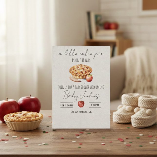 Convite a cutie pie is on the way. Baby shower invitation (Criador carregado)