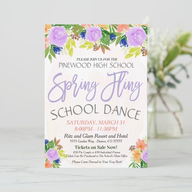 Convite à dança escolar de primavera Fling (Em pé/Frente)