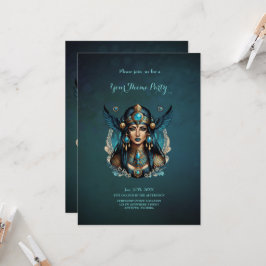 Convite A deusa egípcia está em cor azul.