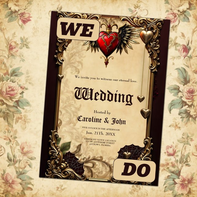 Convite A elegância e misticismo do coração gótico. (Criador carregado)